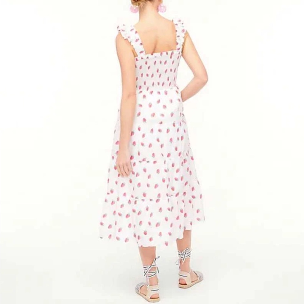 J. Crew Factory White Smocked Maxi Dress with Strawberry Print 🍓Size 2X - Picture 3 of 10